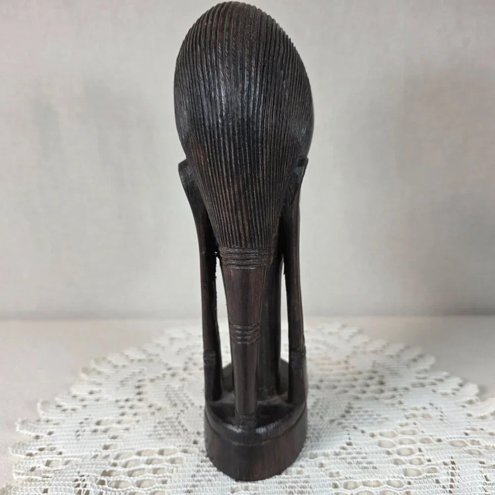Authentic African Ebony Maasai Tribal Head Sculpture Handcrafted Wooden Art - Picture 4 of 8